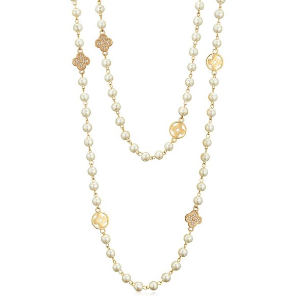 8MM Round Simulated Shell Pearl Strand Layered Necklace for Women Dainty Multip